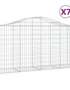 vidaXL Oblúkové gabiónové koše 7ks 200x50x100/120cm pozinkované železo