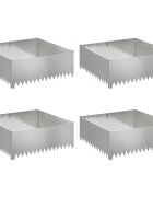 vidaXL Obrubník trávnika 4 ks 100 x 100 x 35 cm Oceľ Strieborná