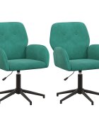 vidaXL Otáčacie stoličky k stolu 2 ks Zamat 54 x 55 x 90 cm Tyrkysová