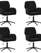 vidaXL Otáčacie stoličky k stolu 4 ks Zamat 54 x 55 x 90 cm Čierna