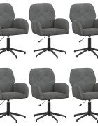 vidaXL Otáčacie stoličky k stolu 6 ks Zamat 54 x 55 x 90 cm Tmavosivá