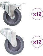 vidaXL Otočné kolieska s otvorom na skrutku 24 ks 75 mm