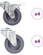 vidaXL Otočné kolieska s otvorom na skrutku 8 ks 75 mm