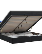 vidaXL Ottoman posteľ s matracom a LED Čierna 140 x 200 cm Zamat