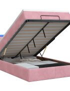vidaXL Ottoman posteľ s matracom a LED Ružová 120 x 190 cm Zamat