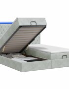 vidaXL Ottoman posteľ s matracom a LED Svetlosivá 200 x 200 cm Zamat