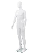 vidaXL Pánska figurína sklenený podstavec lesklá biela 185 cm