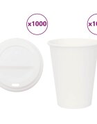 vidaXL papierové šálky na kávu s viečkom 1000 ks 12oz 300ml