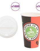 vidaXL papierové šálky na kávu s viečkom 1000 ks 16oz 400ml
