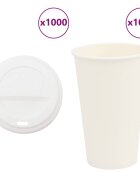 vidaXL papierové šálky na kávu s viečkom 1000 ks 16oz 400ml