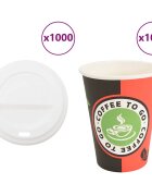 vidaXL papierové šálky na kávu s viečkom 1000 ks 4oz 100ml