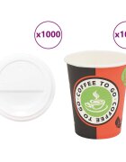 vidaXL papierové šálky na kávu s viečkom 1000 ks 8oz 240ml