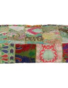 vidaXL Patchwork taburetka zelená 50x50x12 cm bavlnená štvorcová ručne vyrobená