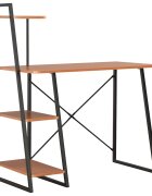 vidaXL Písací stôl s policami čierny a hnedý 102x50x117 cm