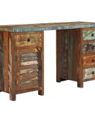vidaXL Písací stôl so zásuvkami recyklovaný masív 140x50x77 cm