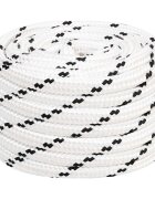 vidaXL Pletené lodné lano biele 20 mm x 100 m polyester