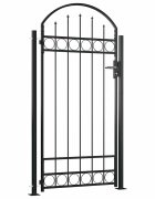 vidaXL Plotová brána ASSEN s klenutým vrchom a 2 stĺpikmi 105x170 cm čierna