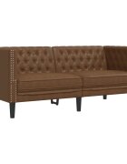 vidaXL Pohovka chesterfield 2-miestna hnedá umelá semišová koža