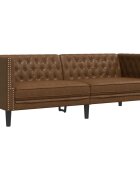 vidaXL Pohovka chesterfield 3-miestna hnedá umelá semišová koža