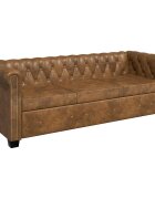 vidaXL Pohovka Chesterfield 3-miestna umelá koža hnedá