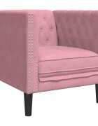 vidaXL Pohovka Chesterfield ružová zamat