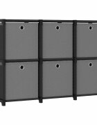 vidaXL Polica s boxmi s dizajnom 6 kociek čierna 103x30x725 cm látka