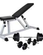 vidaXL Posilňovacia lavica jednoručné a obojručné činky 605 kg
