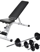 vidaXL Posilňovacia lavica so sadou činiek barbell a dumbbell 305 kg
