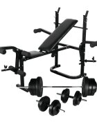 vidaXL Posilňovacia lavica+stojan na závažia a sada činiek 605 kg