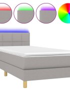 vidaXL Posteľ boxsping s matracom a LED bledosivá 100x200 cm látka