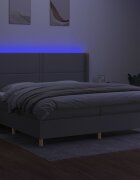 vidaXL Posteľ boxsping s matracom a LED bledosivá 200x200 cm látka