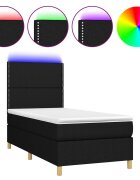vidaXL Posteľ boxsping s matracom a LED čierna 100x200 cm látka