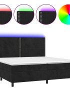 vidaXL Posteľ boxsping s matracom a LED čierna 200x200 cm zamat