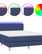 vidaXL Posteľ boxsping s matracom a LED modrá 140x190 cm látka
