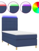vidaXL Posteľ boxsping s matracom a LED modrá 80x200 cm látka