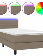 vidaXL Posteľ boxsping s matracom a LED sivohnedá 80x200 cm látka
