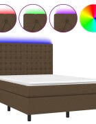 vidaXL Posteľ boxsping s matracom a LED tmavohnedá 140x190 cm látka