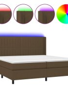 vidaXL Posteľ boxsping s matracom a LED tmavohnedá 200x200 cm látka