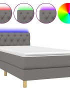 vidaXL Posteľ boxsping s matracom a LED tmavosivá 80x200 cm látka