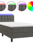 vidaXL Posteľ boxsping s matracom a LED tmavosivá 80x200 cm zamat