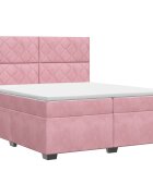 vidaXL Posteľ boxspring s matracom Ružová 200 x 200 cm Zamat