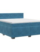 vidaXL Posteľ boxspring s matracom Tmavomodrá 200 x 200 cm Zamat