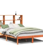vidaXL Posteľ s knižnicou bez matraca vosková 135x190cm borovica
