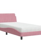 vidaXL Posteľ s matracom Dover ružový 100x200 cm zamat