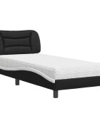 vidaXL Posteľ s matracom Hvar čierno-biela 90x200 cm umelá koža