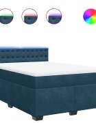 vidaXL Posteľný rám boxsping s matracom modrá 140x190 cm zamat