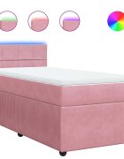 vidaXL Posteľný rám boxsping s matracom ružový 100x200 cm zamat
