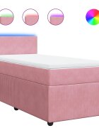 vidaXL Posteľný rám boxsping s matracom ružový 100x200 cm zamat