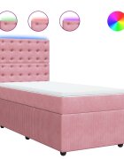 vidaXL Posteľný rám boxsping s matracom ružový 100x200 cm zamat