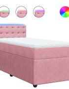 vidaXL Posteľný rám boxsping s matracom ružový 100x200 cm zamat